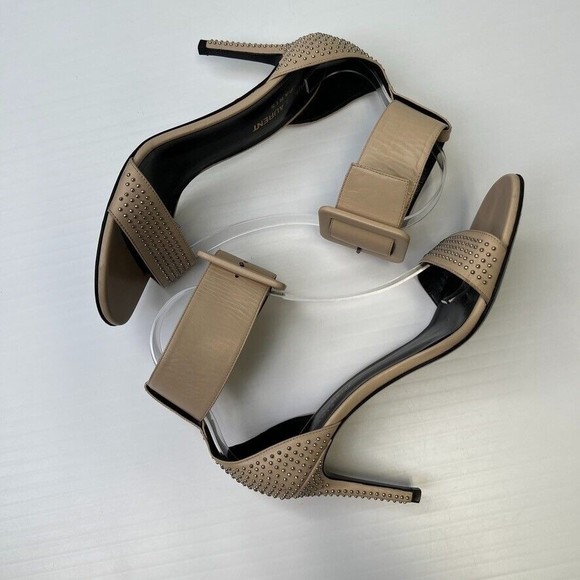 Saint Laurent Shoe Women 8.5 Jane Ankle Strap Italy Studs Heel Party Core 38.5 - Picture 6 of 14